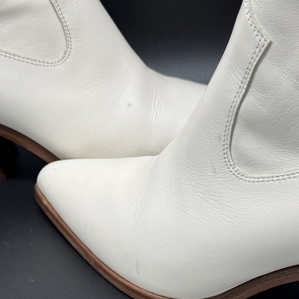 rag & bone White Leather Pointed Ankle Booties with Stacked Heel Sz 39.5 (US 9.5 - Picture 11 of 11